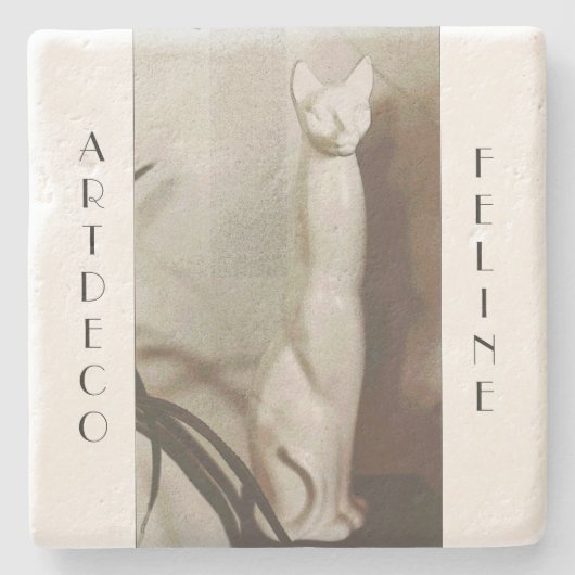 Art Deco  Feline Stenen Onderzetter (Voorkant)