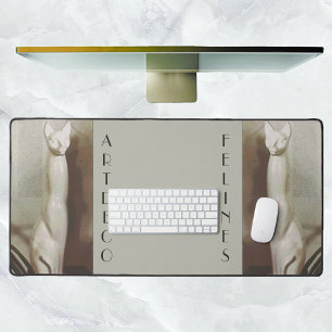 Art Deco Felines Grijs Taupe Bureaumat