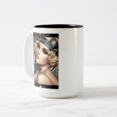 Art Deco Femme Fatale Mok (2 Toon BLK) (Voorkant links)