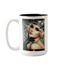 Art Deco Femme Fatale Mok (2 Toon BLK)