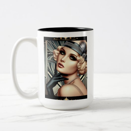 Art Deco Femme Fatale Mok (2 Toon BLK) (Links)