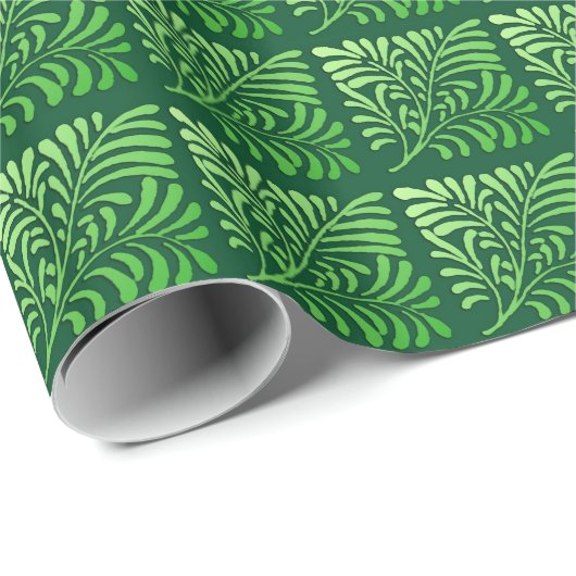 Art Deco-fern-patroon - groene tinten Cadeaupapier (Rol Hoek)