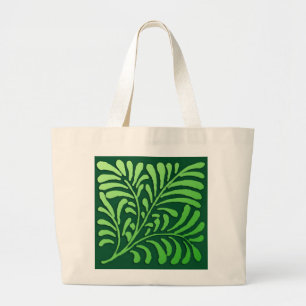 Art Deco-fern-patroon - groene tinten Grote Tote Bag
