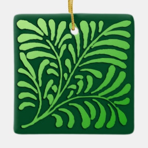 Art Deco-fern-patroon - groene tinten Keramisch Ornament