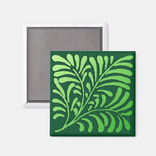 Art Deco-fern-patroon - groene tinten Magneet (Voorkant / Achterkant)