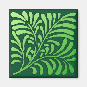 Art Deco-fern-patroon - groene tinten Magneet