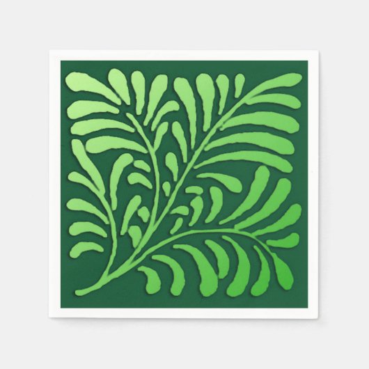 Art Deco-fern-patroon - groene tinten Servet (Voorkant)