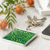 Art Deco-fern-patroon - groene tinten Sleutelhanger (Zijkant)