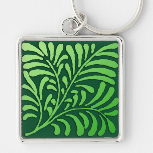 Art Deco-fern-patroon - groene tinten Sleutelhanger (Voorkant)