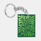 Art Deco-fern-patroon - groene tinten Sleutelhanger (Voorkant Links)