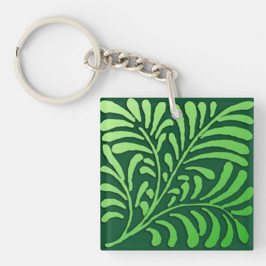 Art Deco-fern-patroon - groene tinten Sleutelhanger (Voorkant)
