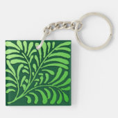 Art Deco-fern-patroon - groene tinten Sleutelhanger (Achterkant)