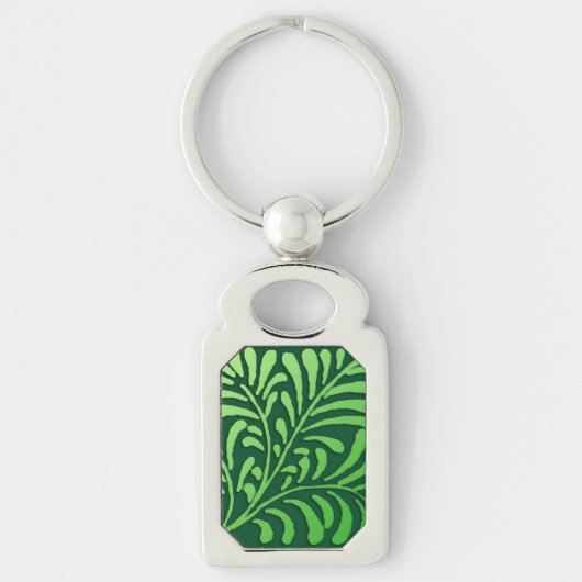 Art Deco-fern-patroon - groene tinten Sleutelhanger (Voorkant)