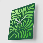 Art Deco-fern-patroon - groene tinten Vierkante Klok (Hoek)