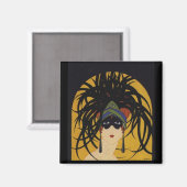 Art Deco Festive Lady Magneet (Voorkant / Achterkant)
