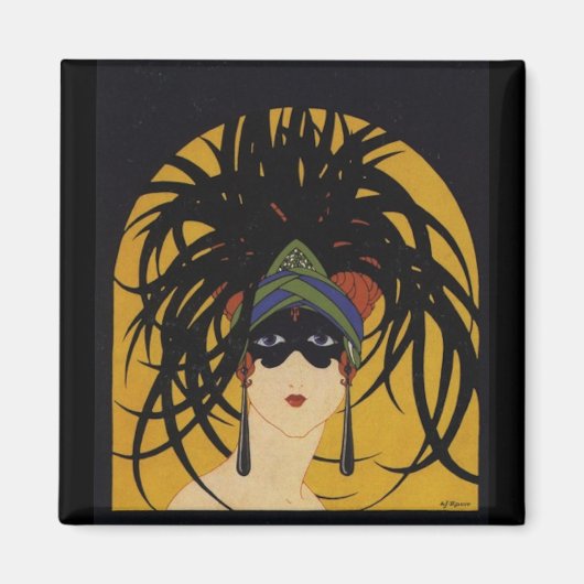 Art Deco Festive Lady Magneet (Voorkant)