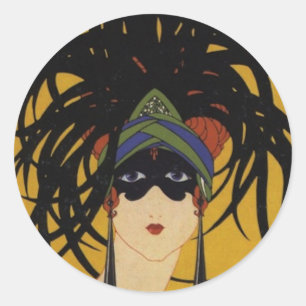 Art Deco Festive Lady Ronde Sticker