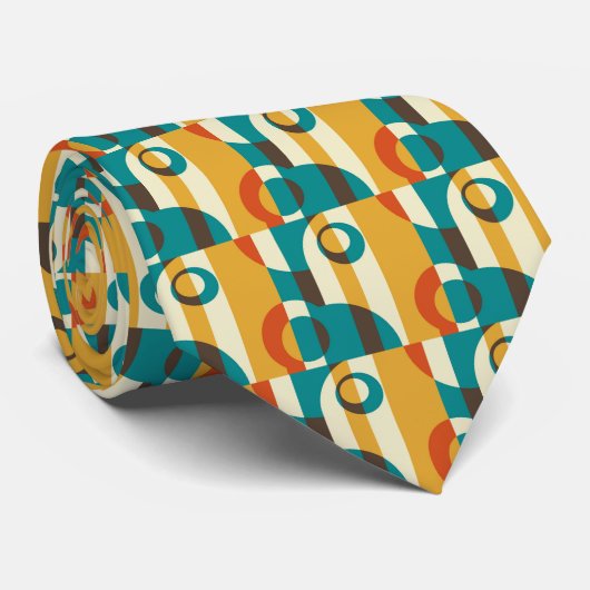 Art Deco Fifties, Striped Retro Abstracte Art Stropdas (Opgerold)