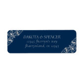 Art Deco Filigree | Adres Navy Blue en Silver Etiket (Voorkant)