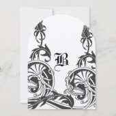 Art Deco Filigree Aesthetic Floral Scroll Wedding Kaart (Achterkant)