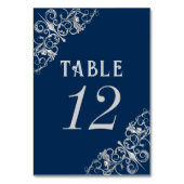 Art Deco Filigree | Navy Blue en Silver Grey Kaart (Achterkant)