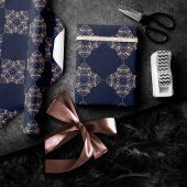 Art Deco Filigree | Ornamental Navy Blue Roos Gold Cadeaupapier