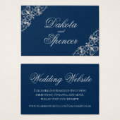 Art Deco Filigree | Silver en Navy Blue Website Visitekaartje (Voorkant /achterkant)