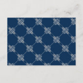 Art Deco Filigree | Zilver- en marineblauw decaden RSVP Kaartje (Achterkant)