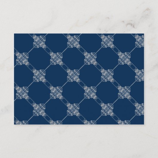 Art Deco Filigree | Zilver- en marineblauw decaden RSVP Kaartje (Achterkant)