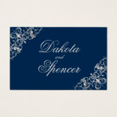 Art Deco Filigree | Zilver- en marineblauw Visitekaartje (Voorkant)