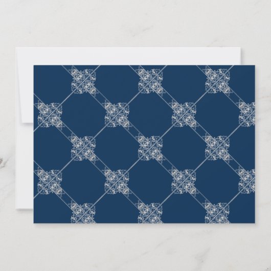 Art Deco Filigree | Zilvergrijs en marineblauw Save The Date (Achterkant)