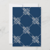 Art Deco Filigree | Zilvergrijs op marineblauwe fo Save The Date (Achterkant)