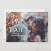 Art Deco Filigree | Zilvergrijs op marineblauwe fo Save The Date (Voorkant)