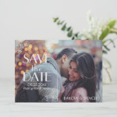 Art Deco Filigree | Zilvergrijs op marineblauwe fo Save The Date (Staand voorkant)