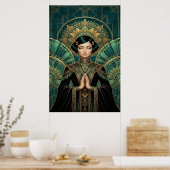 Art Deco Filmprojector Monument Goud Teal Poster (Keuken)