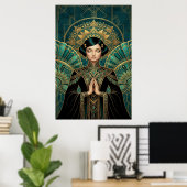 Art Deco Filmprojector Monument Goud Teal Poster (Thuiskantoor)