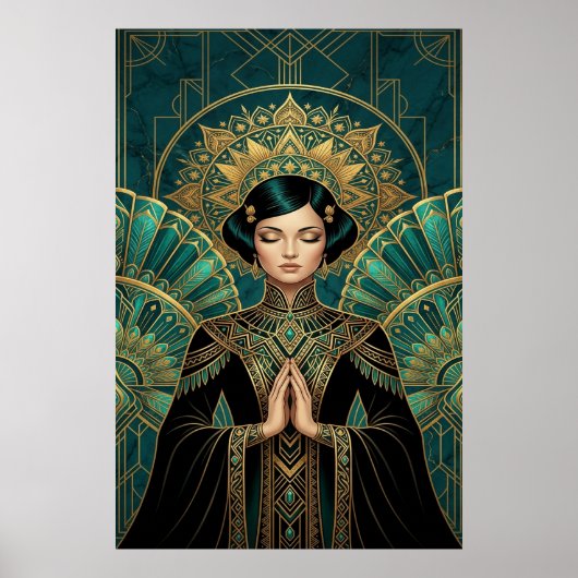 Art Deco Filmprojector Monument Goud Teal Poster (Voorkant)