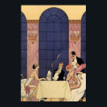 Art Deco Fine Dining Poster<br><div class="desc">Art Deco Fine Dining Poster. De beroemde Franse acteur en illustrator George Barbier heeft in de jaren 20 het ontwerp van een restaurant in Parijs. Een mooie illustratie van Franse haute couture tijdens de aanstootgevende twintig jaren.</div>