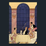 Art Deco Fine Dining Poster<br><div class="desc">Art Deco Fine Dining Poster. De beroemde Franse acteur en illustrator George Barbier heeft in de jaren 20 het ontwerp van een restaurant in Parijs. Een mooie illustratie van Franse haute couture tijdens de aanstootgevende twintig jaren.</div>