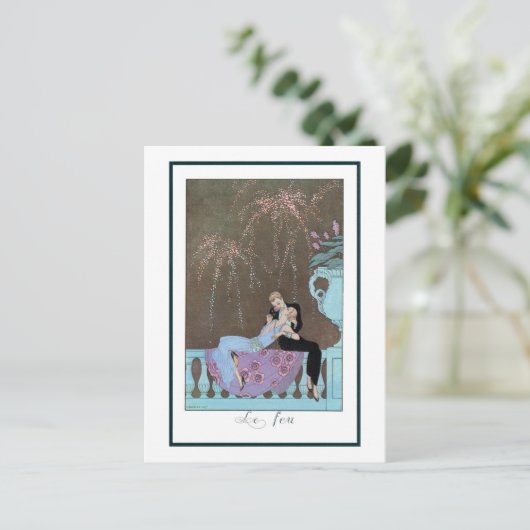  Art Deco Fireworks Le Feu, George Barbier Briefkaart (Staand voorkant)