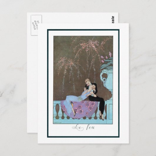  Art Deco Fireworks Le Feu, George Barbier Briefkaart (Voorkant / Achterkant)