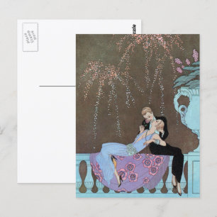  Art Deco Fireworks Le Feu, George Barbier Briefkaart