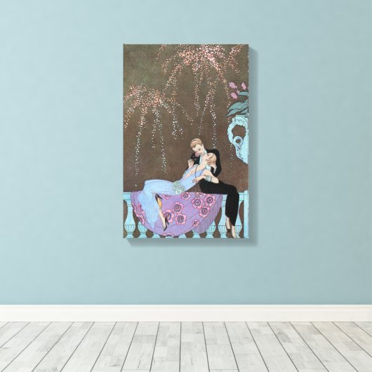 Art Deco Fireworks Le Feu, George Barbier Canvas Afdruk (Insitu (Houten vloer))