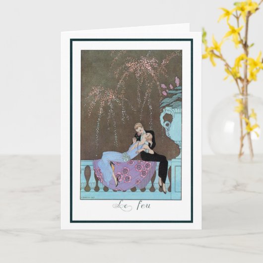  Art Deco Fireworks Le Feu, George Barbier Kaart (Gele Bloem)