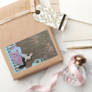 Art Deco Fireworks Le Feu, George Barbier Rechthoekige Sticker