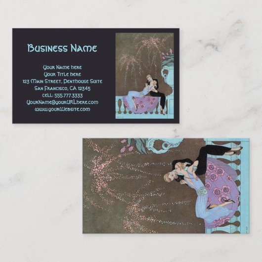  Art Deco Fireworks Le Feu, George Barbier Visitekaartje (Voorkant / Achterkant)