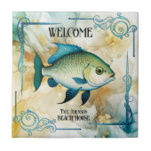 Art Deco Fish Ocean Beach House Keramische Tegel Tegeltje (Voorkant)
