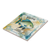 Art Deco Fish Ocean Beach House Keramische Tegel Tegeltje (Zijkant)