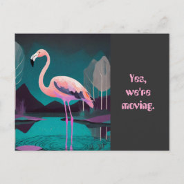 ART DECO FLAMINGO ADRESWIJZIGING BRIEFKAART