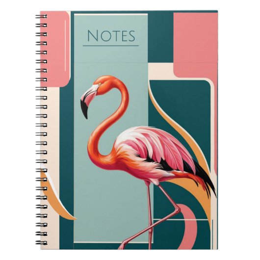 Art Deco Flamingo Notitieboek (Voorkant)